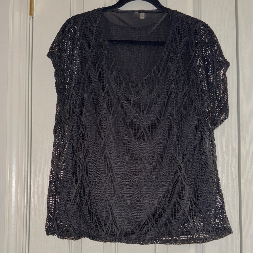 Sheer Black Lace Overlay Top – Size PXL - Picture 1 of 5